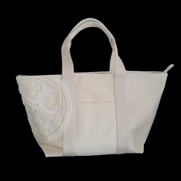 Tory Burch Beach Coated Canvas Tote Off White Large - Picture 1 of 12
